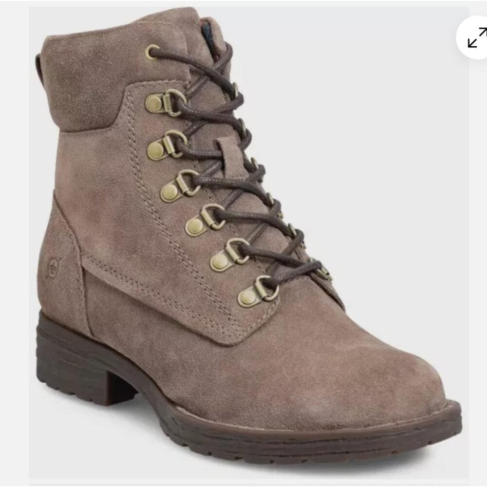 BORN Womens Codi Lace-Up Waterproof Suede Hiking Boot - Taupe- US 7.5 NWT